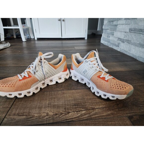 Women’s Size 7 On Cloud Running Athletic Shoes Orange/White - Picture 5 of 10